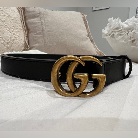 GUCCI LEATHER BELT WITH DOUBLE G BUCKLE - Picture 3 of 4